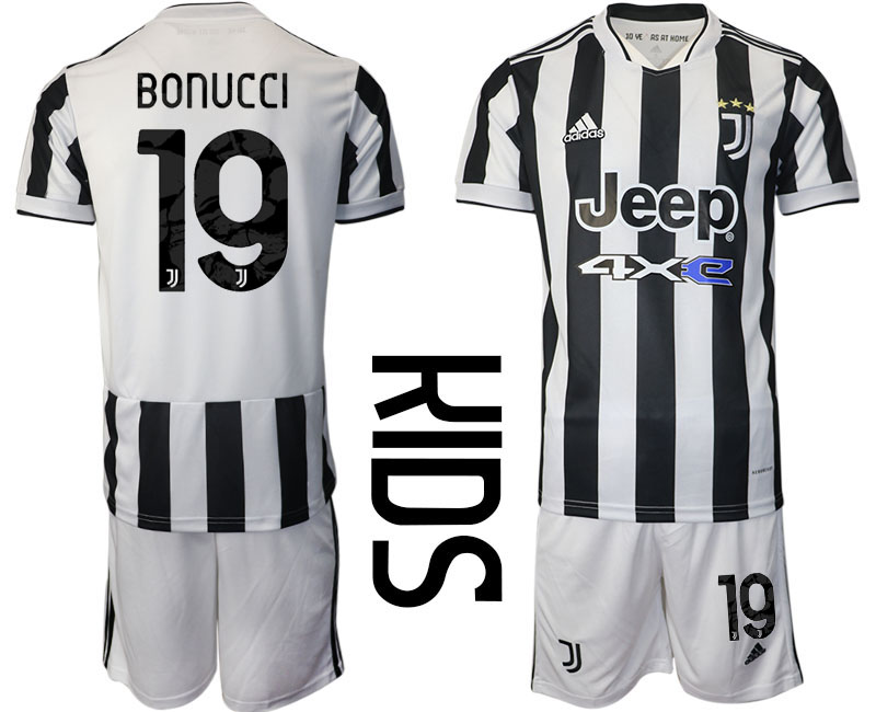 Youth 2021-2022 Club Juventus home white #19 Adidas Soccer Jersey